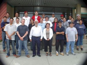Tulshi Sen with Cree Nation Youth in Val D'or, Quebec